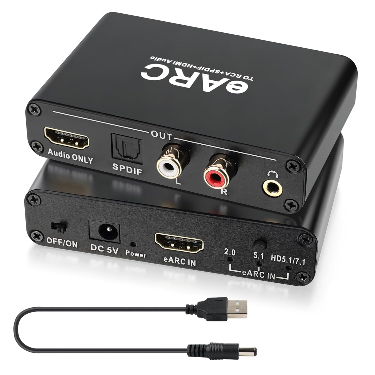 Earc/arc Audio-extraktor, 192 Khz Digital-analog-wandler Cec-kompatibel, Optische/hdmi/rca/3,5-mm-stereoausgänge, Für Hd-fernseher