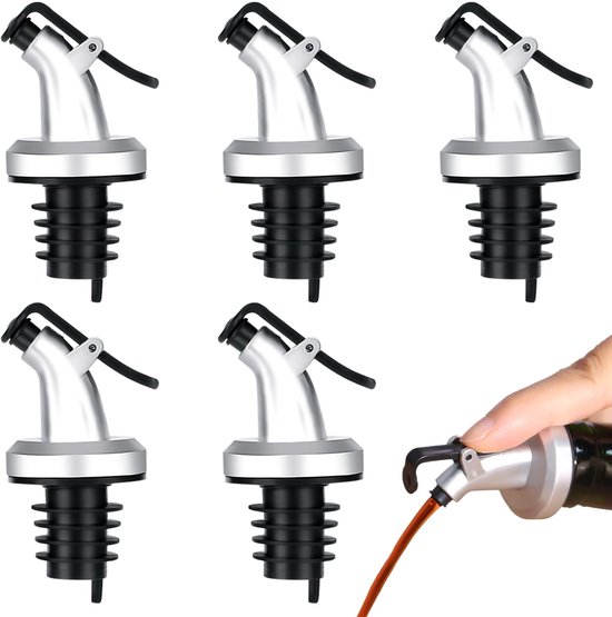 5 Teiliges Deluxe Ausgießer Set: Weinausgießer, Öleinfüllstutzen, Flaschenverschluss Für Öl Und Essig, Auslaufsicherer Flaschenverschluss, Für Öl