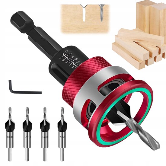 6 Teiliges Senkbohrer Set Holzsenker Präzisions Holzbohrer Schwarz Hss M2 2,8/3,2/3,5/4,0 Mm Mit Tiefenanschlag