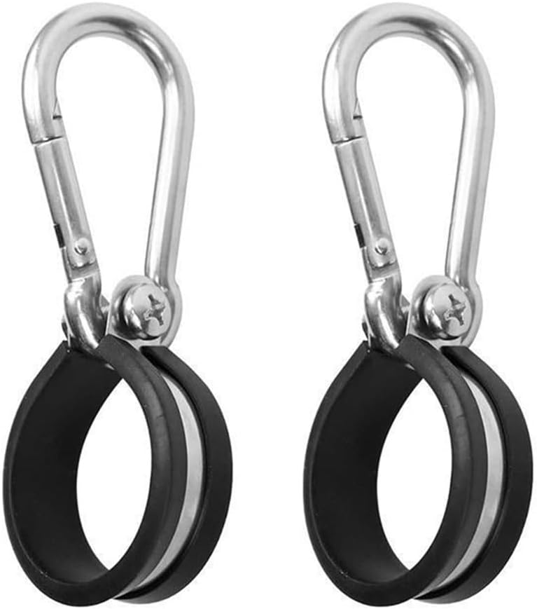 Pack Of 2 Rubber Cable Clips With Carabiner Hook - 40 Mm Pipe Clamps Stainless Steel With Rubber Insert, P Clips Hose Clamps, Metal Wire Cable Clamp Kit