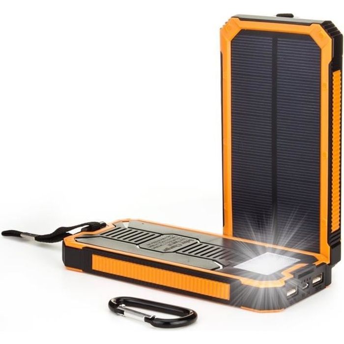15000mah Solar-akkuladegerät Powerbank Tragbares Backup-ladegerät Wasserdichter Externer Akku Mit 8 Leds Dual-usb
