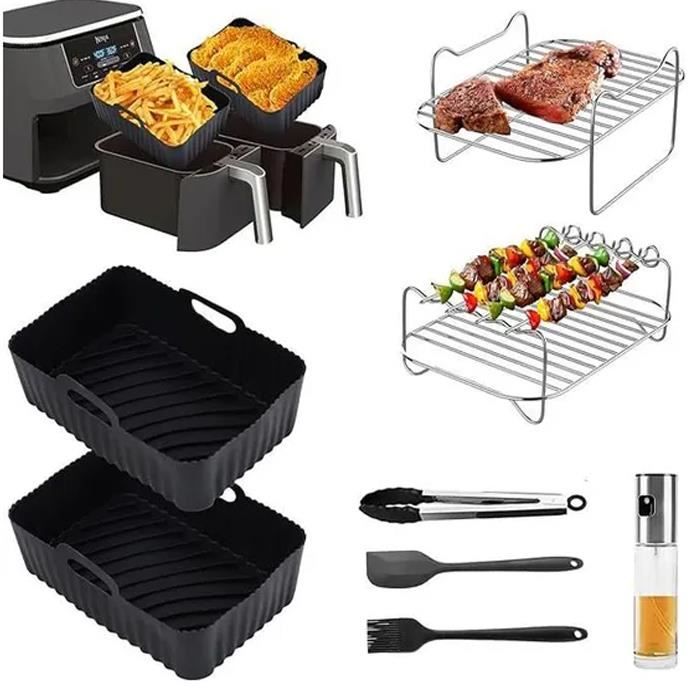 Zubehör Für Heißluftfritteusen - Folaya - Af500eu - 8-teilig - Silikon Und Edelstahl - Kompatibel Mit Ninja Foodi
