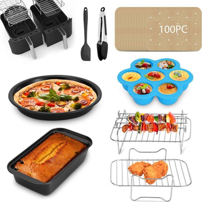 Zubehör Für Ninja Heißluftfritteusen – 7-teiliges Set – Kompatibel Mit 7,6 L Bis 9,6 L – Edelstahl – Leicht Zu Reinigen