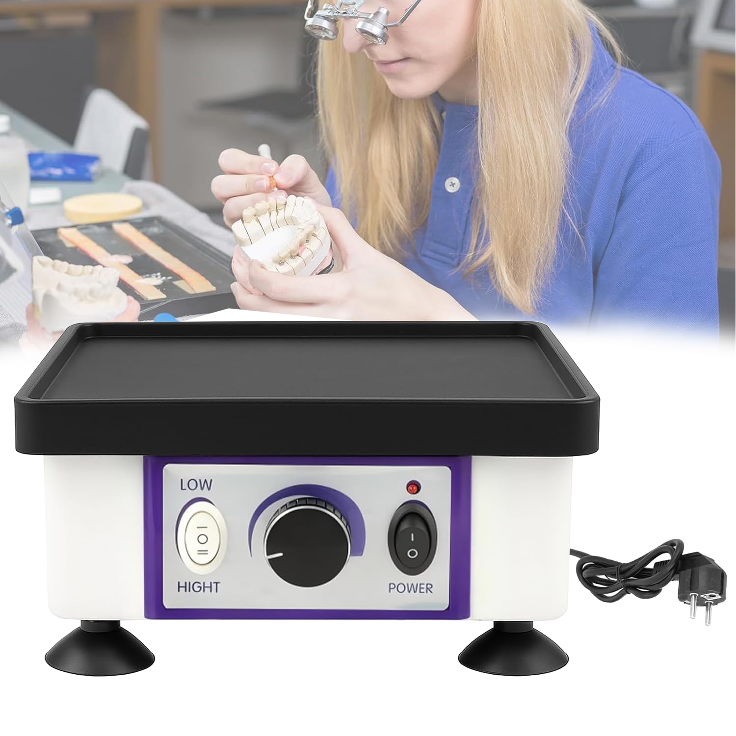 Dental Oscillator 220 V 120 W Electric Square Adjustable Speed Vibrating Plate Plaster Lab Dental Vibrator For Mixing Plaster, Resin Casting, Casting Models, Perfect For Dental Clinics, Hospitals