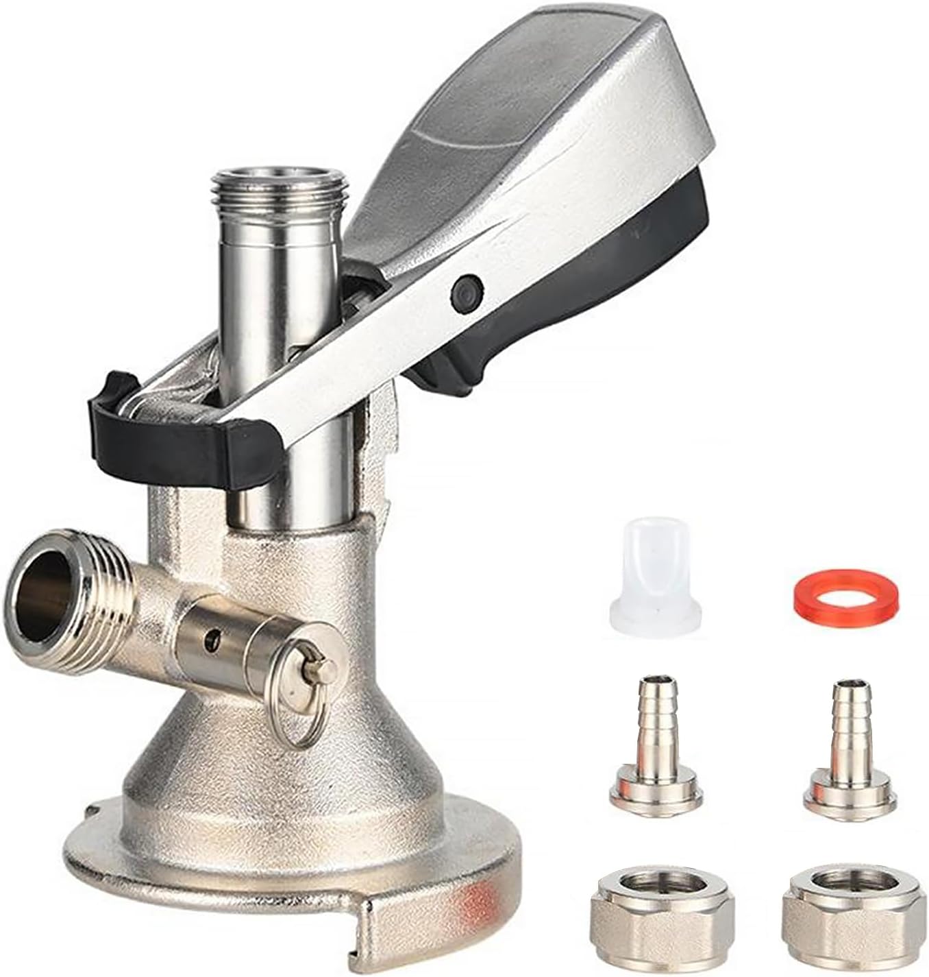Keg Cap Tap Head Type A Flat Keg, Brewing Keg Beer Barrel Taps Beer Outlet 5/8 Inch, Stainless Steel Beer Tap Keg Closure Tap Head With Pressure Relief Valve For Beer, Wine & Soft Drinks