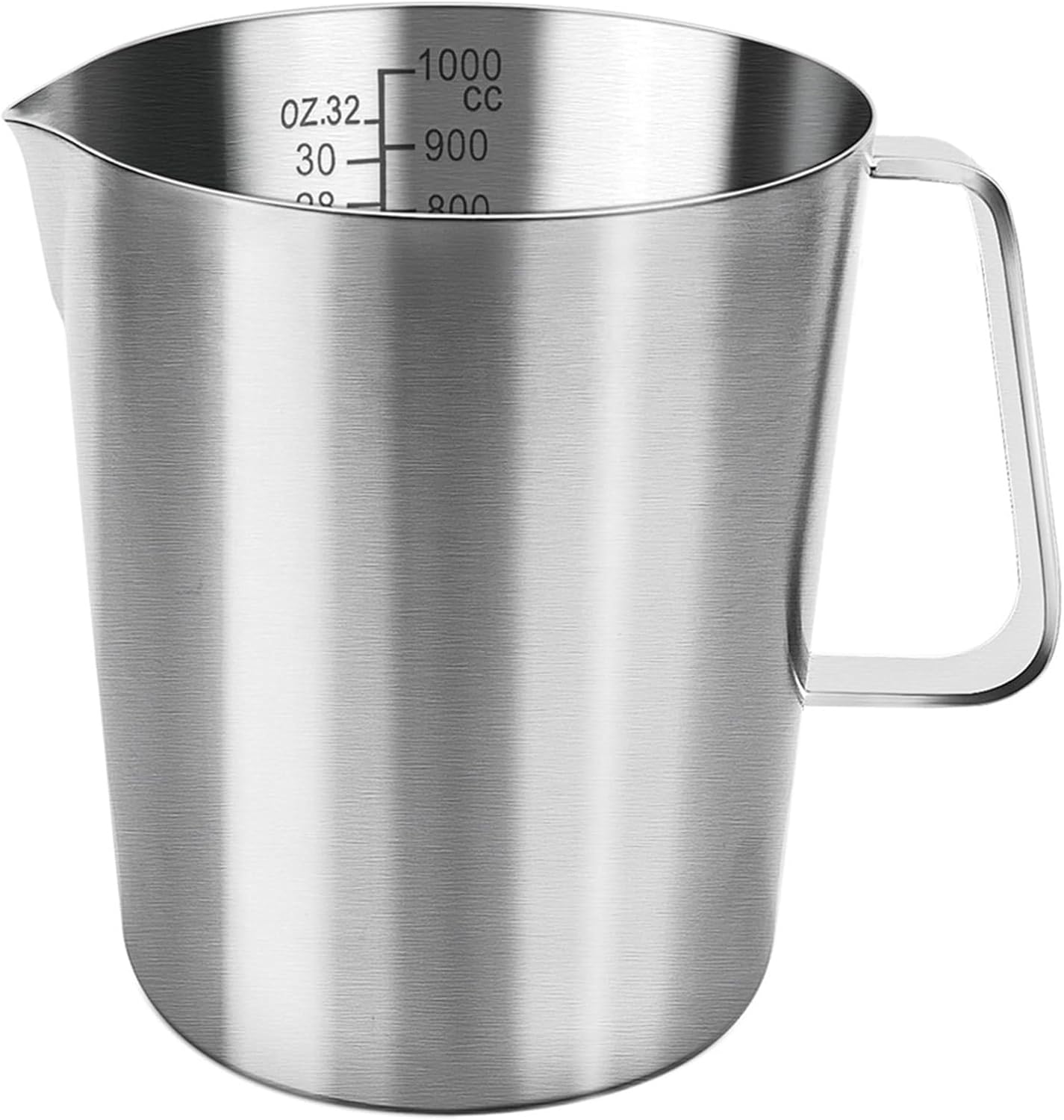 Messbecher 1 L Aus Edelstahl, Messbecher Aus Metall Mit Griff, Skala In Unzen Und Ml, Spülmaschinenfest, Milchkännchen