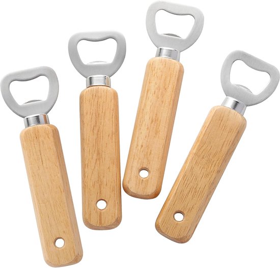 Flaschenöffner Aus Holz, 4 Teiliges Set Praktischer Bierflaschenöffner, Für Getränke, Apfelwein, Bars Und Haushaltsgeräte.