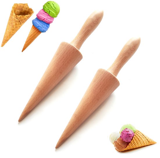 2 Teiliges Set Italienisches Crêpe Nudelholz Eiswaffel Nudelholz Eiswaffelform Diy Backzubehör Für Gebäck Und Desserts Holz Eiswaffelform Form Fü