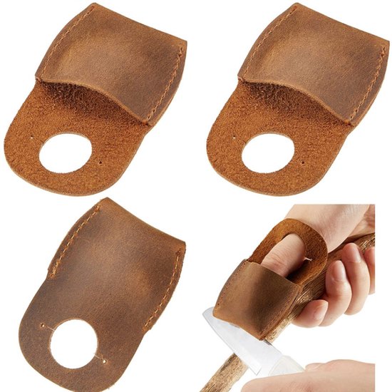 2-teiliges Set Aus Leder-daumenschützern Fingerschutz Schneidemaschine Handgefertigtes Holzbearbeitungs-schnitzset Zubehör Für Daumenschützer