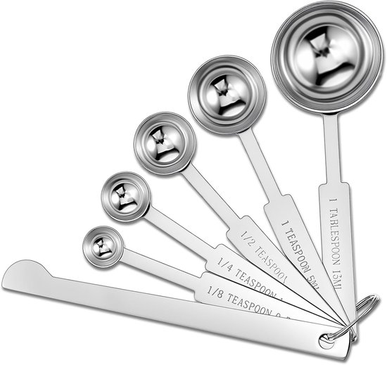 6-teiliges Set Aus Edelstahl-messlöffeln Dosierlöffeln Esslöffeln Teelöffeln Und Kaffeedosierlöffeln Zum Abmessen Von Flüssigen Und Trockenen Für