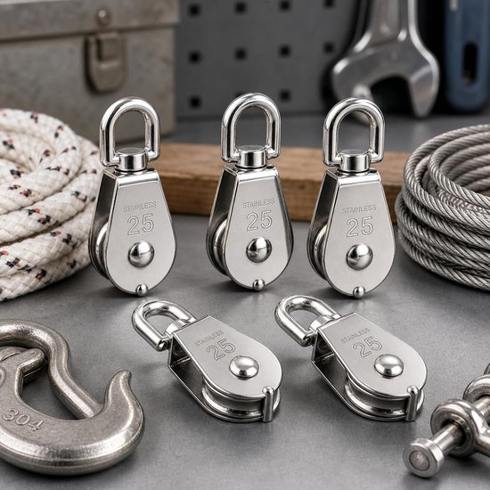 Starre Seilrolle, Rolle Aus Edelstahl 304 M25 Einfache Rolle, Tragkraft 150 Kg Silber