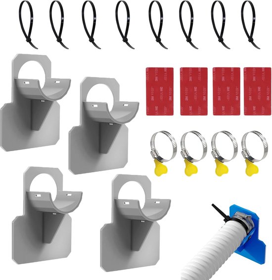 Schlauchhalterung - 4-teilig, Mit Edelstahlklemme, Knickschutz Aus Kunststoff, Bis Zu 38 Mm (grau)