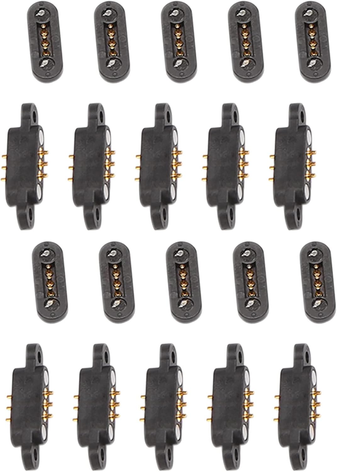 10 Pairs Spring Loaded Magnetic Pogo Pin Connector 3 Position Magnets Distance 2.3 Mm Through Holes Male-female Probe