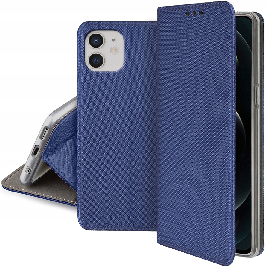 Schutzhülle Für Apple Iphone 12/12 Pro Smart Magnet Book Case Marineblau + Glas