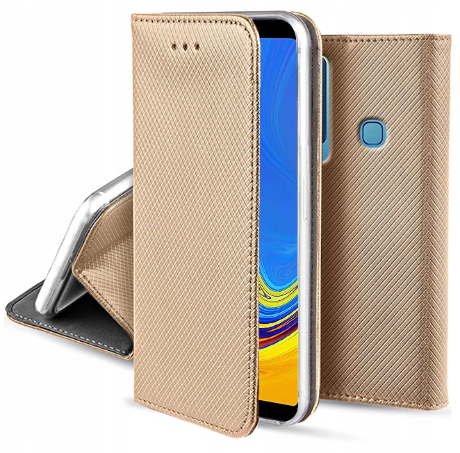 Schutzhülle Für Samsung Galaxy A9 2018, Geschlossene Smart-magnet-hülle, Gold + Glas