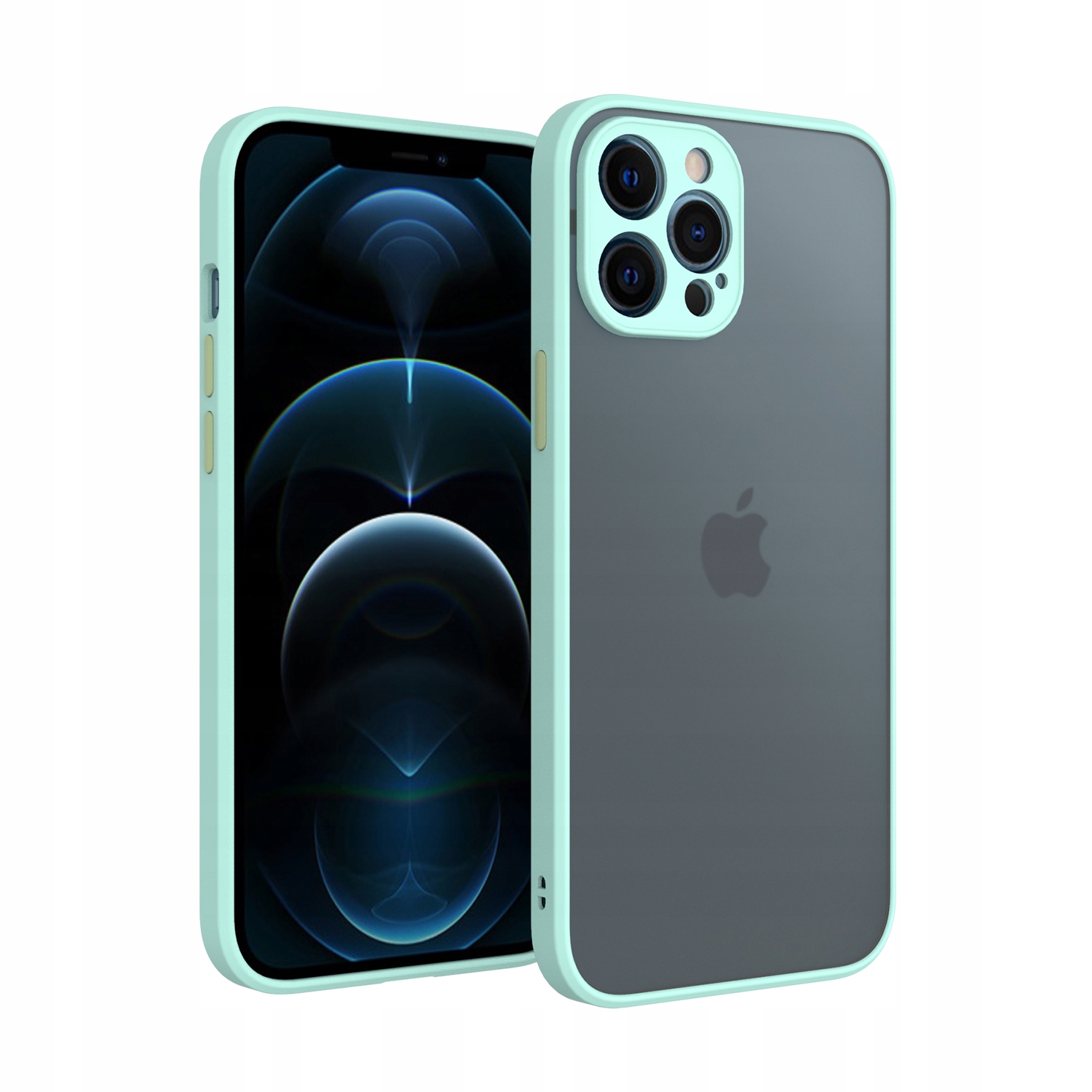 Schutzhülle Für Iphone 13 Pro Max, Milchglas, Blaue Rückseite + Glas