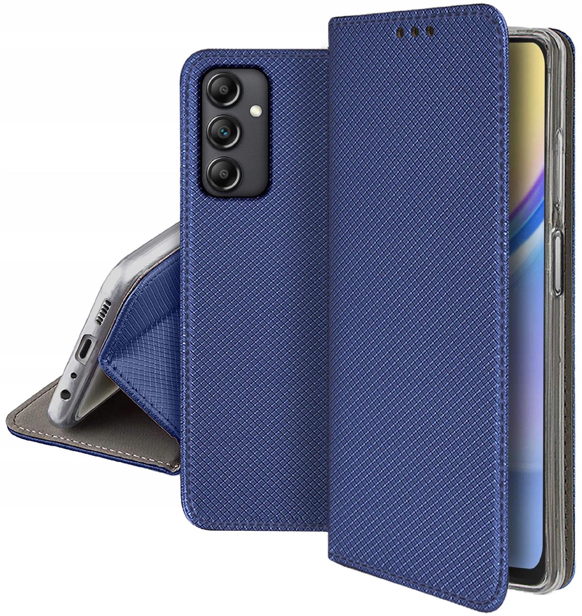 Schutzhülle Für Samsung Galaxy M15 5g Smart Magnet Book Case Marineblau + Glas