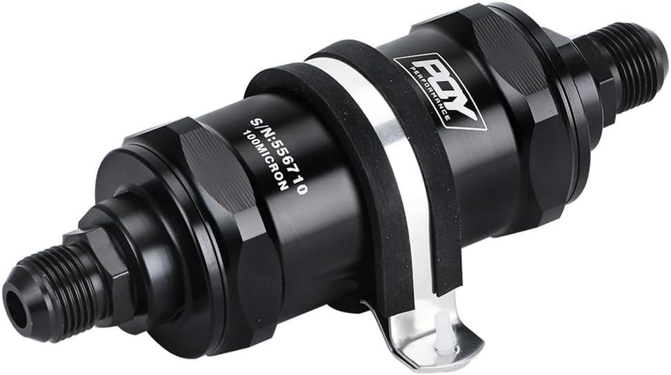 Universal Filter Black An6 Inline Fuel Filter E85 Ethanol With 100 Μm (0.1 Mm) Stainless Steel Element