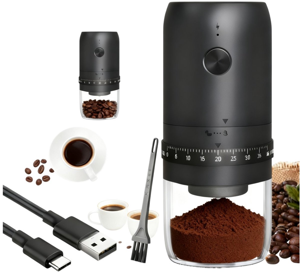 Elektrische Kaffeemühle Mit Konischem Keramikmahlstein, 40 Mahlgradeinstellungen, Usb-aufladbar – Für Kaffeebohnen, Nüsse Und Gewürze