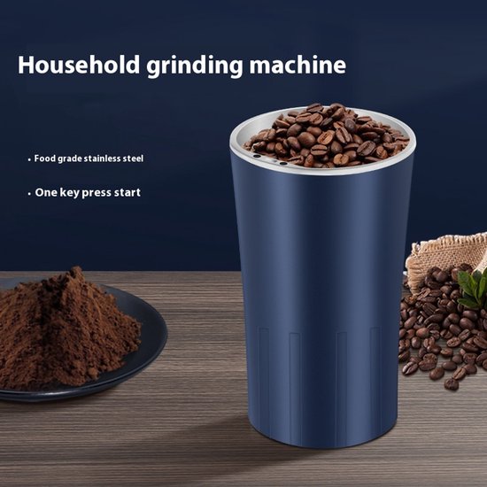 Kaffeemühle Elektrische Kaffeemühle Leistungsstarkes Und Schnelles Mahlen Einfaches Ein Ausschalten Des Mahlwerks Per Knopfdruck Ideal Für Nüsse Blau