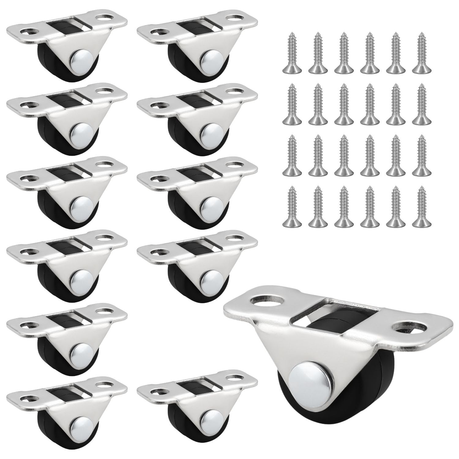 Set Mit 12 Geräuscharmen Gummirollen (1,2 Cm) Für Möbel Gummirollen Mit Stahl-oberplatte Für Schränke, Werkzeugkästen Und Kleingeräte