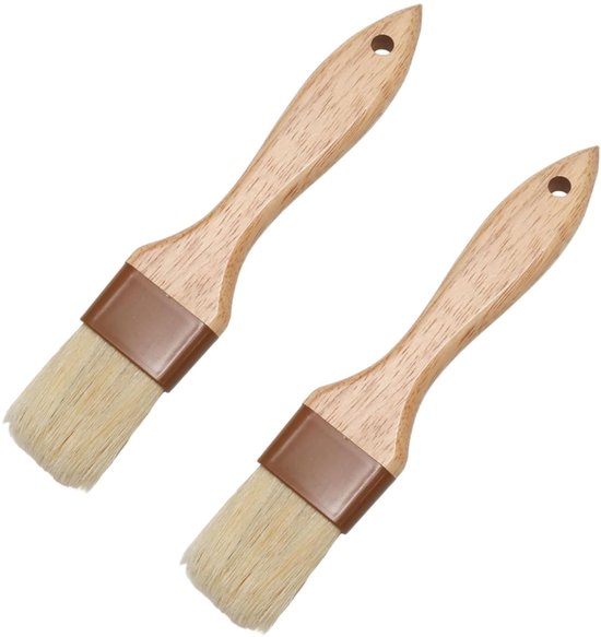 2 Teiliger Lebensmittelpinsel Kochpinsel Butterpinsel Grillpinsel Bürste Küchenutensil Holz 20 X 4 X 1 Cm Zum Auftragen Von Butter, Soßen, Ölen O