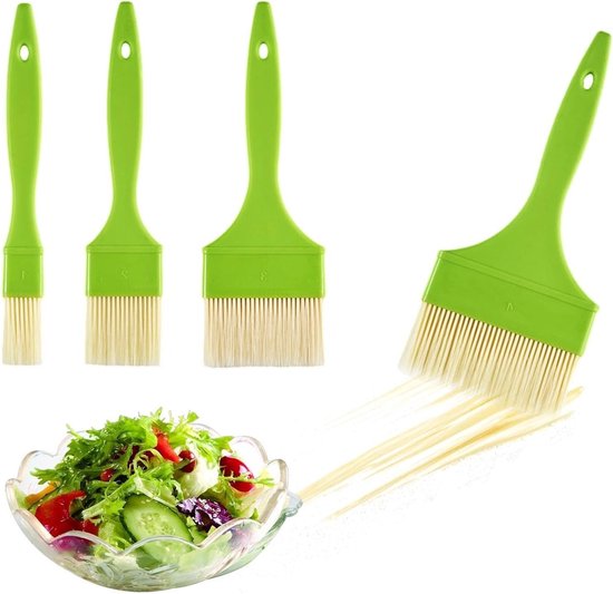 Set Mit 4 Küchenpinseln In Verschiedenen Größen – Hitzebeständige Backpinsel Für Eier, Butter Und Soßen Mit 4 Haken