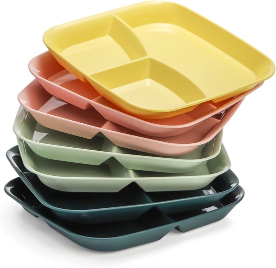 8 Unterteilte Teller Bpa-freie Pp-teller Wiederverwendbare 3-fächer-portionierteller Für Erwachsene Und Kinder Bruchsicheres Fast-food-tablett