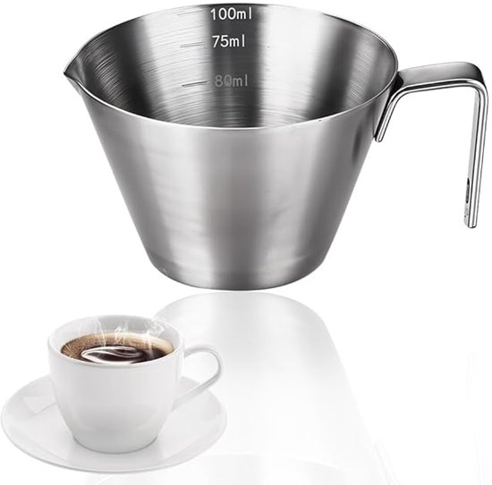 Messbecher Mit Ausgießer 100 Ml Edelstahl Kaffeebecher Mit Skala Kleines Milchkännchen Espresso Messbecher Messbecher Messkrug Messkanne Espresso