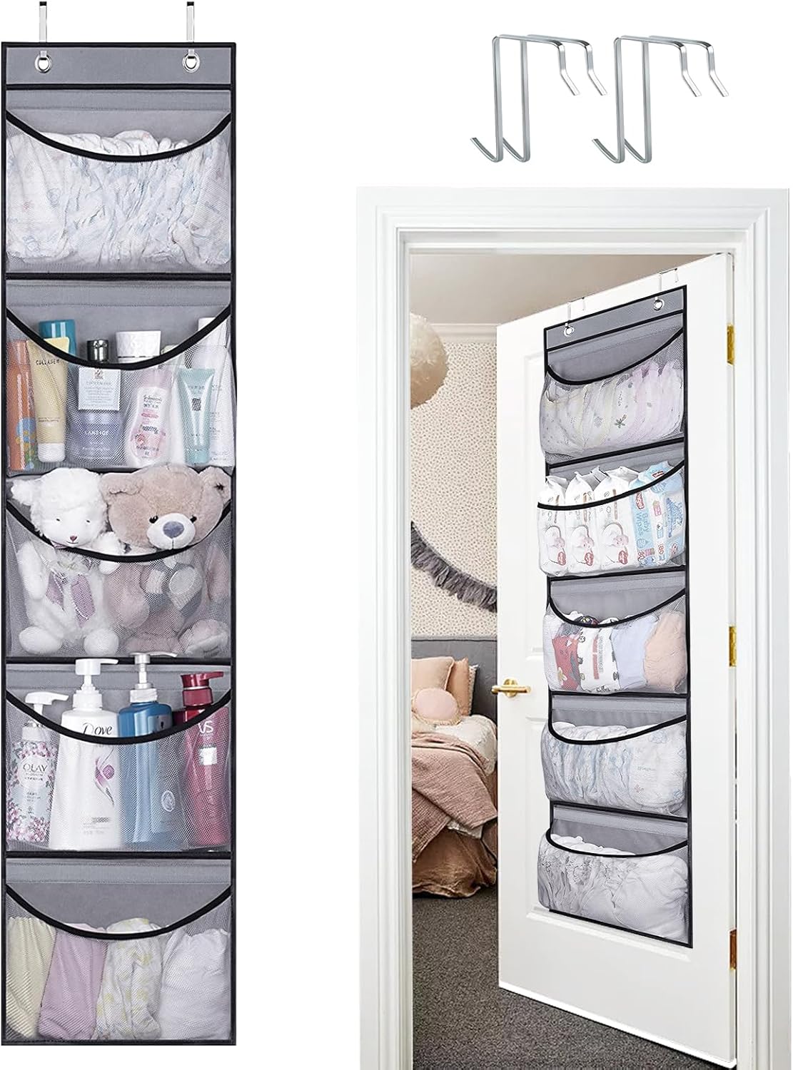 Hanging Organizer Indoor 5 Shelf Foldable Hanging Storage 2 Pieces Shelves For Closet T-shirt Sweater Luggage Accessories