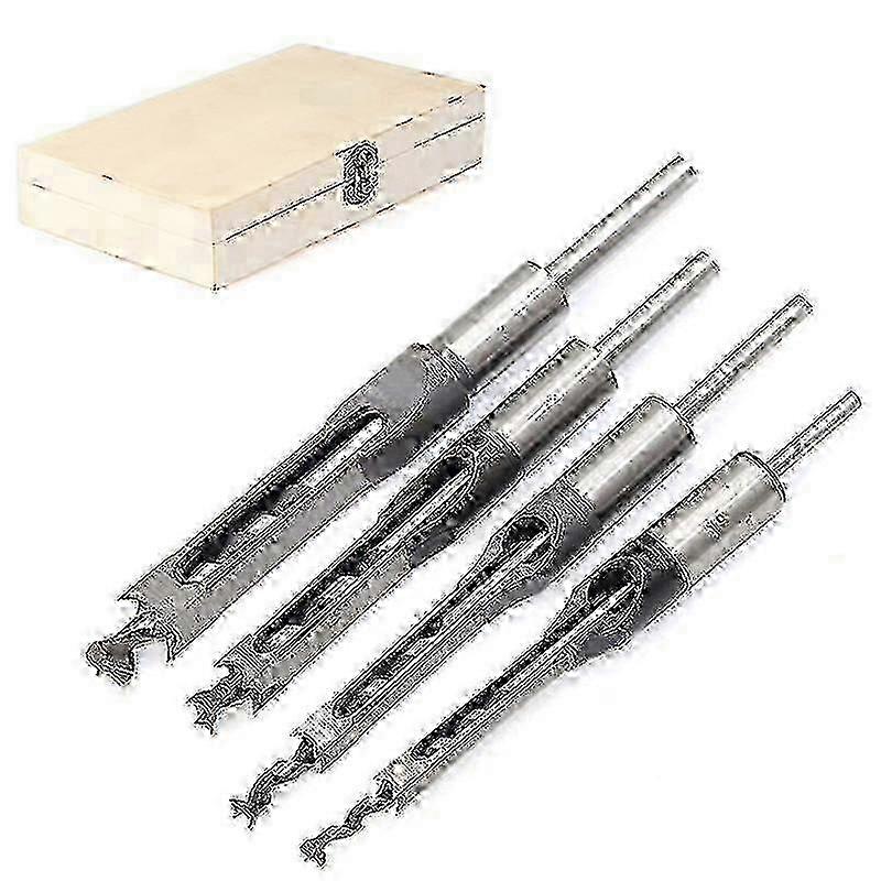 Ensemble D'Outils De Travail Du Bois 4 Pièces 6,4/8/9,5/12,7 Mm, Foret À Spirale Pour Perçage De Trous Carrés, Allongement De Tenons