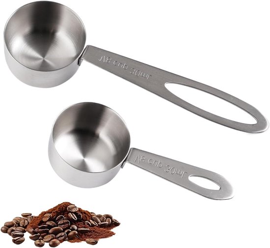 2 Stück Kaffeemesslöffel Aus Edelstahl Mit Langem Griff 30 Ml 1 8 Tasse Präzise Messlöffel Zum Abmessen Von Kaffee Kakao Tee Und Fruchtpulver Bei