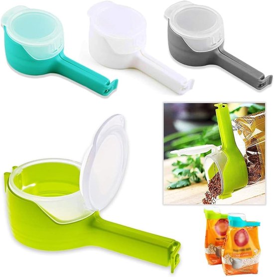 4 Stück Gefrierbeutelclips Verschlussclips Mit Ausgießer Ideal Für Chipstüten Und Plastikdeckel Perfekt Für Die Aufbewahrung Und Organisation In Blau