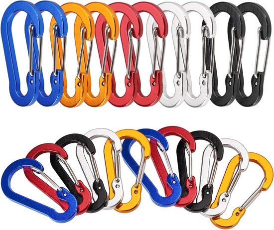 20 Leichte Aluminium Karabiner Mit 50 Mm D Haken, Für Camping, Wandern Und Reisen, Für Rucksäcke Und Gürtel