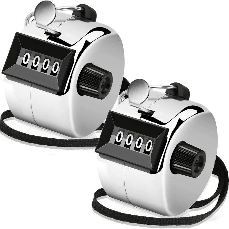 Set Aus 2 Manuellen Seilspringzählern, Wettkampfzählern, Mechanischen Schrittzählern Aus Edelstahl, Für Den Heimgebrauch