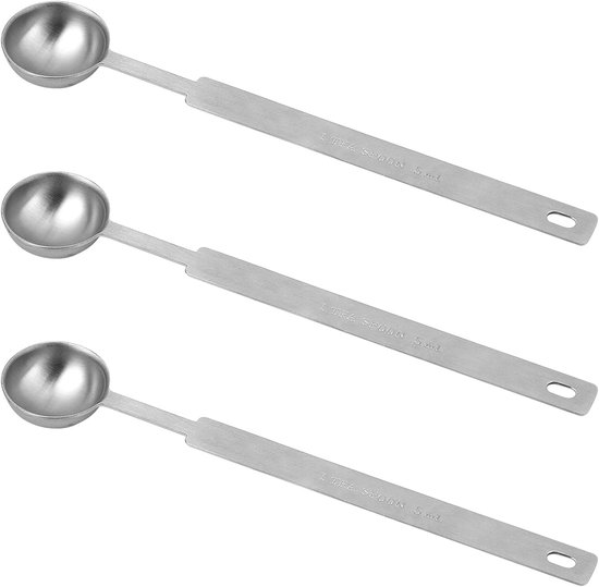 3-teiliges Messlöffel-set 18 Cm Edelstahl-esslöffel Teelöffel 1 3 Esslöffel 5 Ml 5 Ml Metalllöffel Mit Kurzem Griff Für Küche Tee Suppe Salz Lang