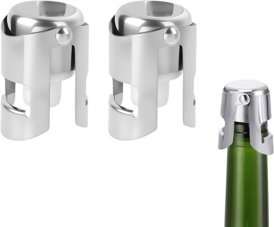 Champagnerkorken 2er Set Edelstahl Korken Für Weinflaschen Halten Den Wein Frisch Für Champagner, Cava, Prosecco Und Sekt