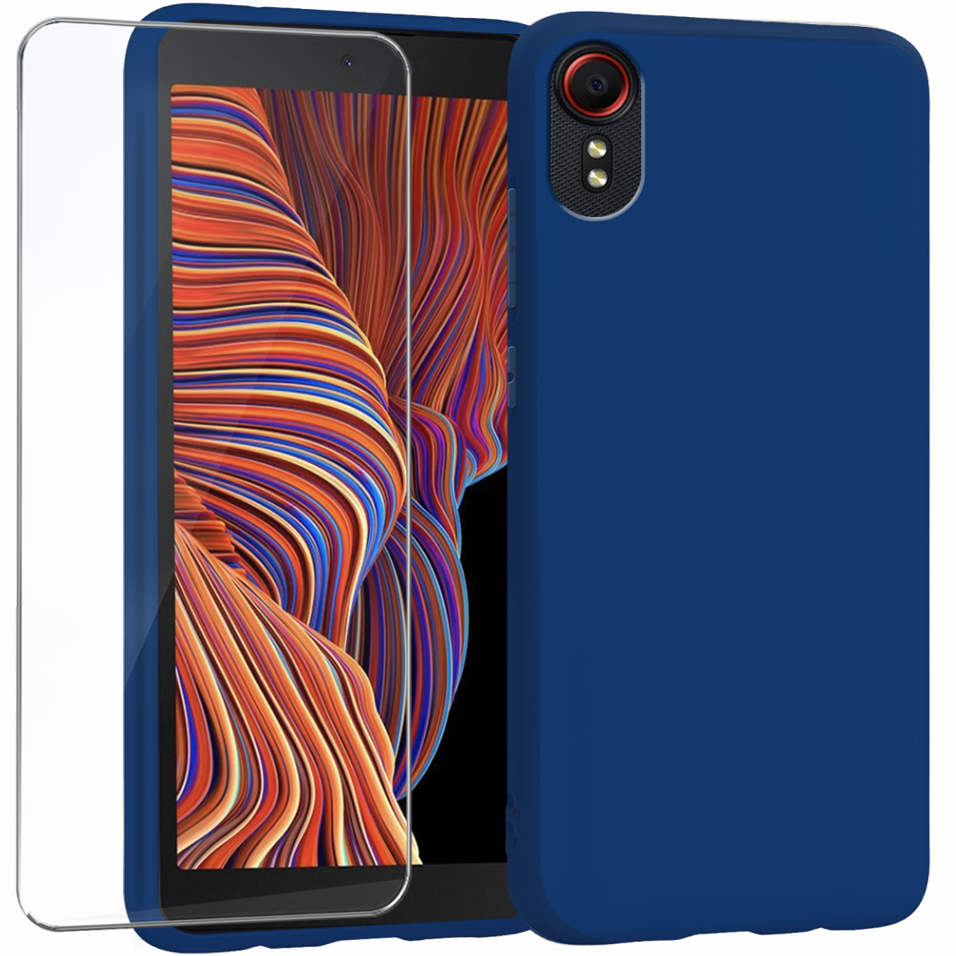Rückseite Matte Slim Samsung Galaxy Xcover 5 Marineblau + Glas