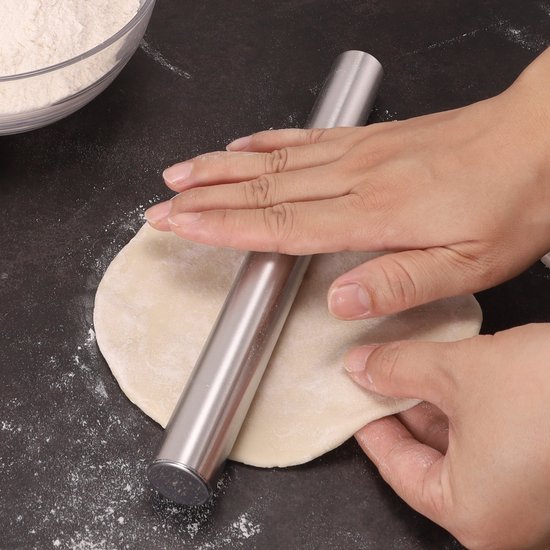 Nudelholz Aus Edelstahl, 20 Cm, Backutensil, Zum Ausrollen Von Teig Für Knödel, Pizza, Gebäck Und Kekse