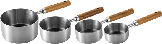 Messbecher, Messlöffel Und Backutensilien Aus Edelstahl Mit Holzgriff 4 Teiliges Messlöffel Set In Originalfarbe