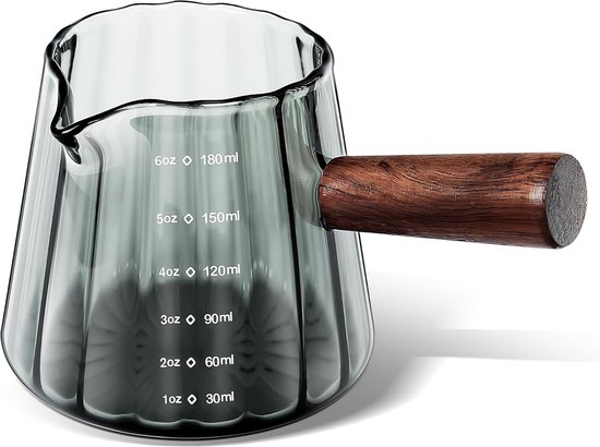 180-ml-messbecher Mit Holzgriff Transparenter Becher Mit V-förmiger Öffnung Geeignet Für Küche Und Cocktails Espressotassen Geeignet Für Alkohol Grau