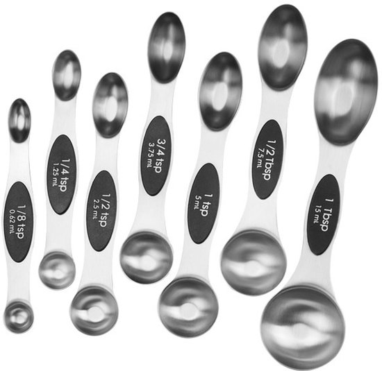 7 Teiliges Set Magnetischer Messlöffel Messlöffel Aus Edelstahl Stapelbar Küchenhelfer Mit Starken Magneten Für Die Meisten Gewürze Silber