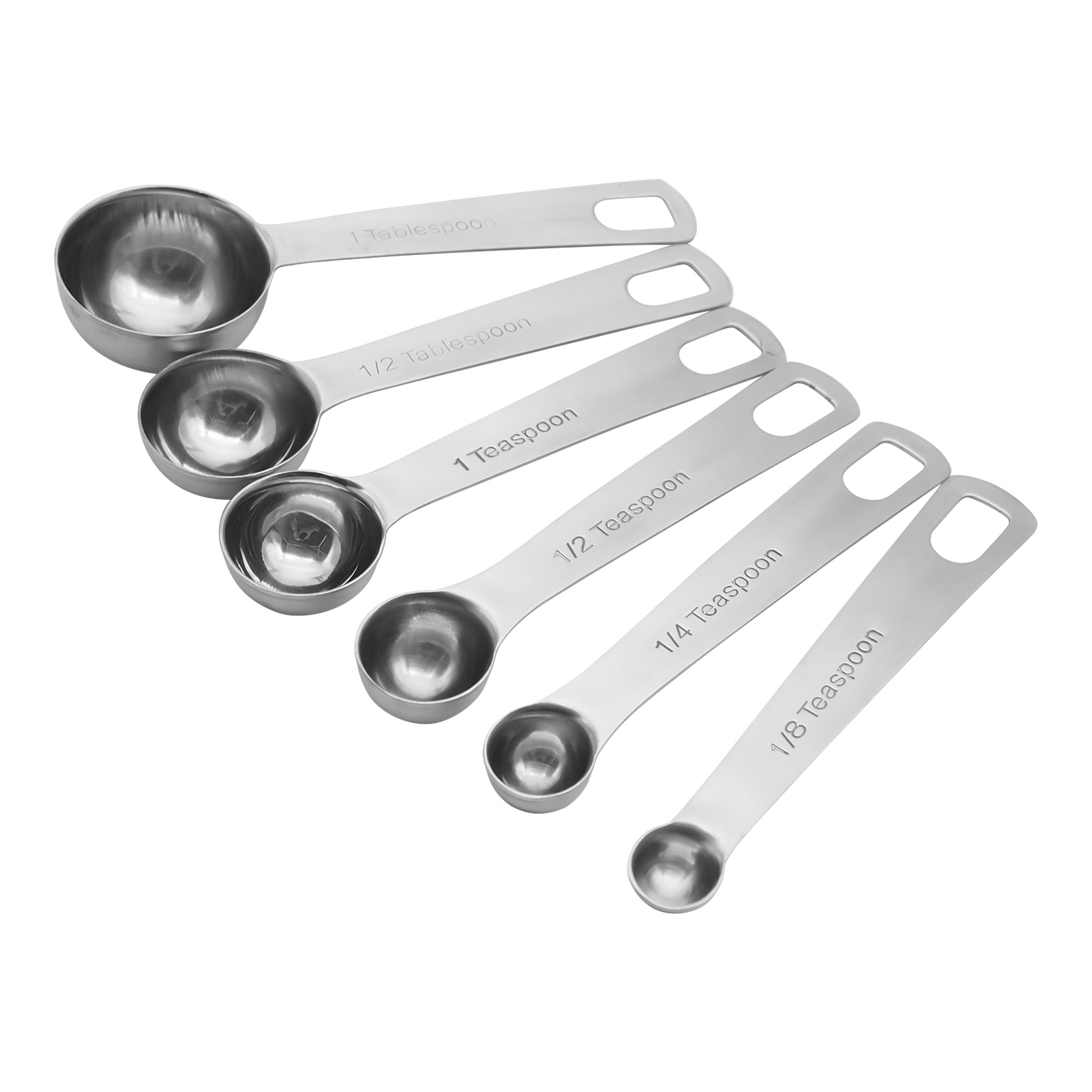 Set Mit 6 Messlöffeln Aus Edelstahl Zum Kochen Und Backen: Teelöffel Und Esslöffel Zum Abmessen Von Trockenen Und Flüssigen Zutaten.