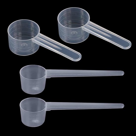 Thijox 4 Messlöffel, Transparent Mit Skala, 5 G Und 10 G/20 Ml, Zum Backen, Kochen, Für Kaffee, Waschmittel, Proteinpulver
