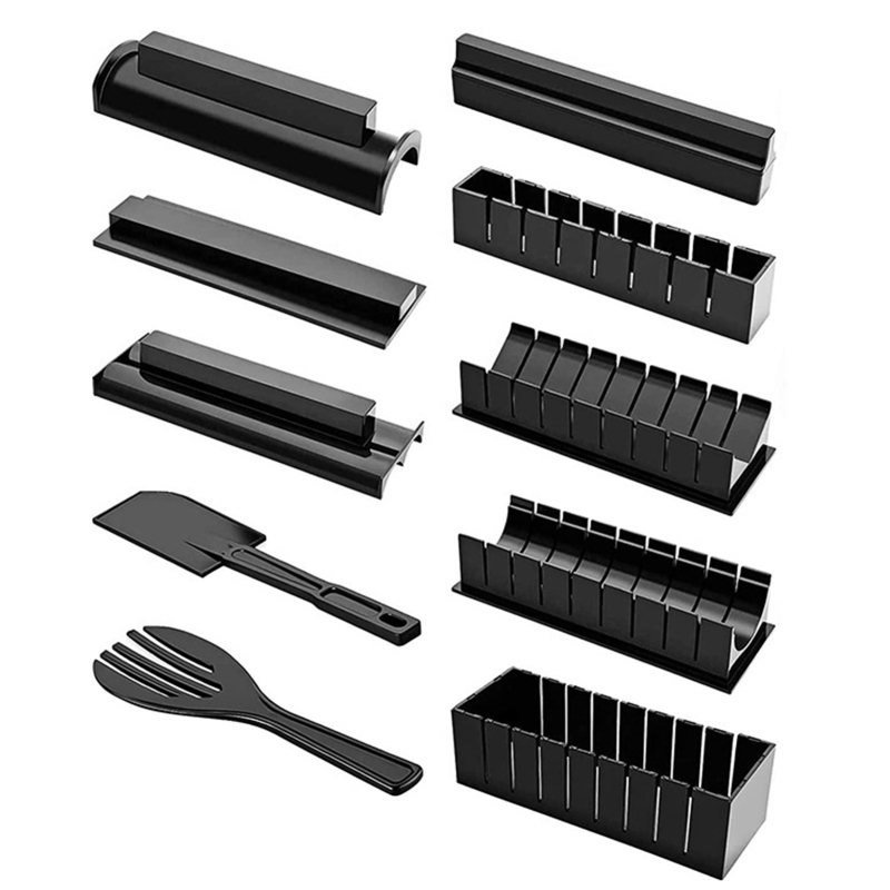 All-in-one Sushi-set (10-teilig): Sushi-formen In Verschiedenen Formen, Spatel, Reisrollenmaschine, Werkzeuge Zur Herstellung Von Eigenem Sushi.