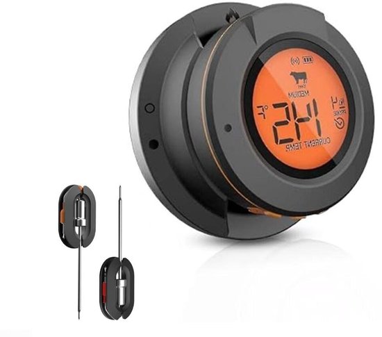 Intelligentes Fleischthermometer Digitales Küchenthermometer Perfektes Grillen App Steuerung Mit Benachrichtigungen 4 Sonden Schwarz
