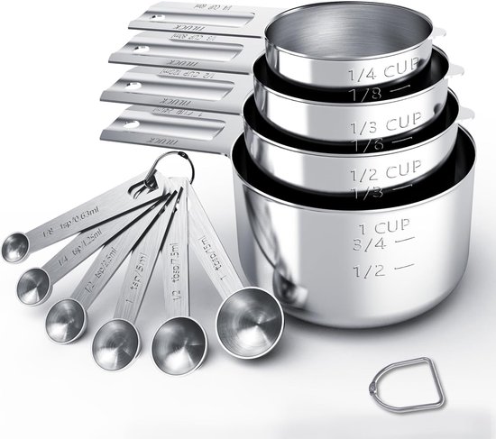 Messbecher Und -löffel – Küchensets – Kochen & Backen – Edelstahl – 10-teilig – Silber
