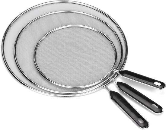 Spritzschutzdeckel Für Pfannen – Küchensiebe – Sicher Kochen – Feinmaschiges Netz – 3er-set – Silberfarben