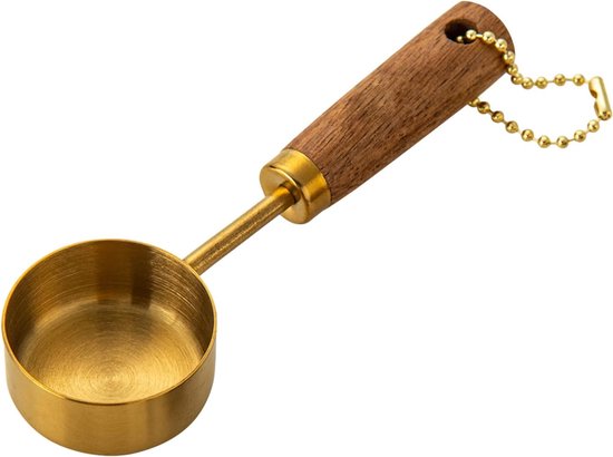 Messbecher Set Küchenlöffel Präzises Abmessen Holzgriff 14 Ml Goldfarben