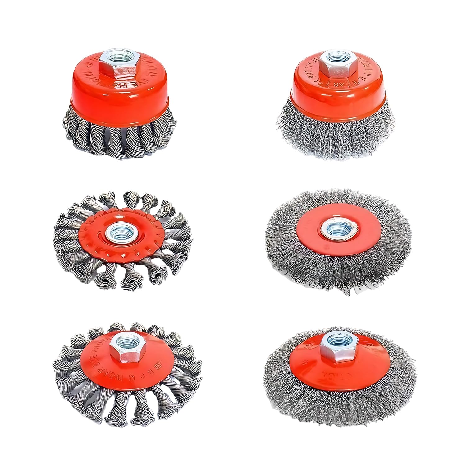 6-piece Wire Brush Angle Grinder, Wire Brush Drill Set With M14 Models, Grinding Brushes Diameter 115 Mm And 125 Mm For Drill Polishing, Grinding, Rust Removal, Deburring